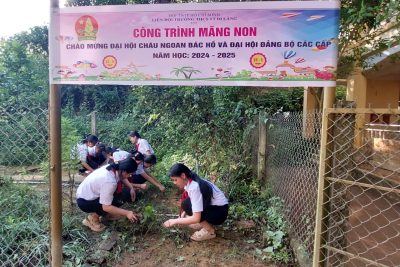 LIÊN ĐỘI XÂY DỰNG CÔNG TRÌNH MĂNG NON CHÀO MỪNG ĐẠI HỘI CHÁU NGOAN BÁC HỒ VÀ ĐẠI HỘI ĐẢNG BỘ CÁC CẤP NĂM HỌC 2024 – 2025